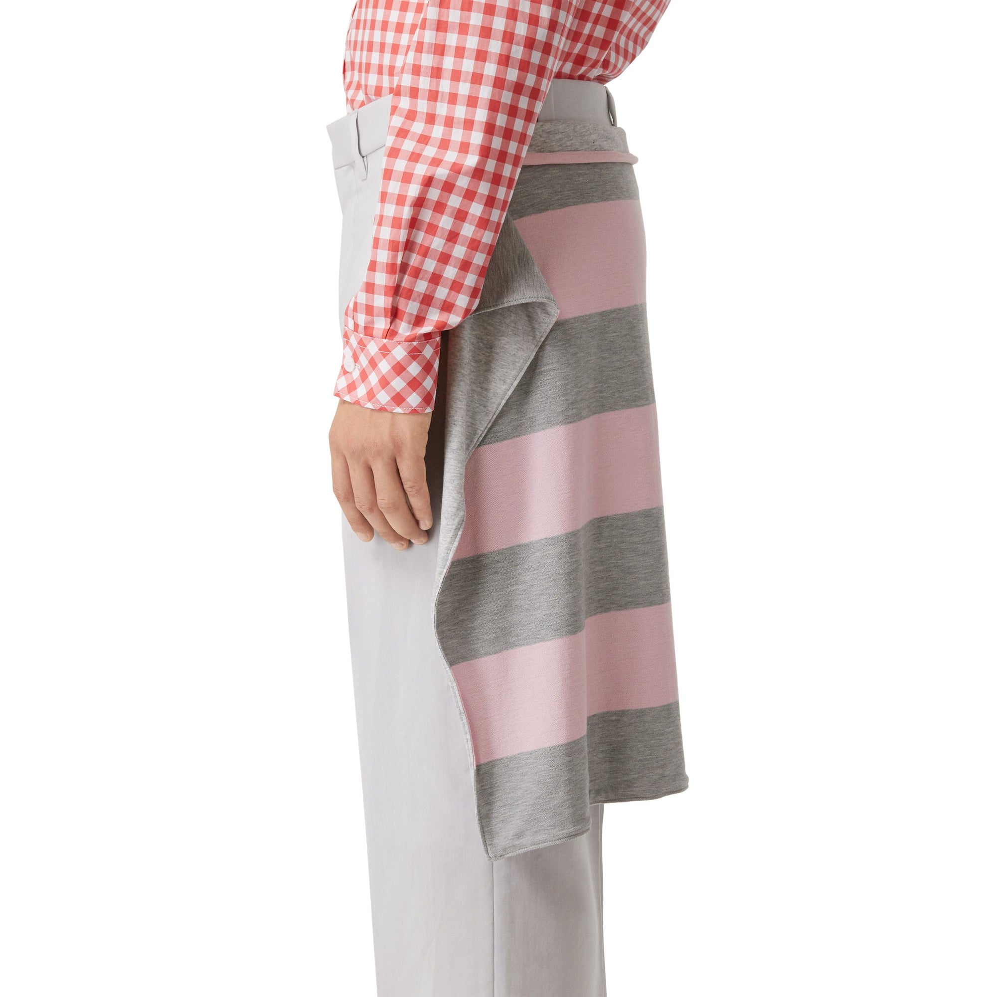 Pantalon ample en mohair et laine avec jupe rayée - Light Pebble Grey