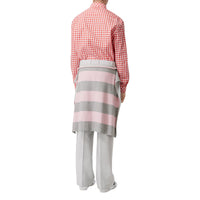 Pantalon ample en mohair et laine avec jupe rayée - Light Pebble Grey