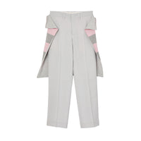 Pantalon ample en mohair et laine avec jupe rayée - Light Pebble Grey