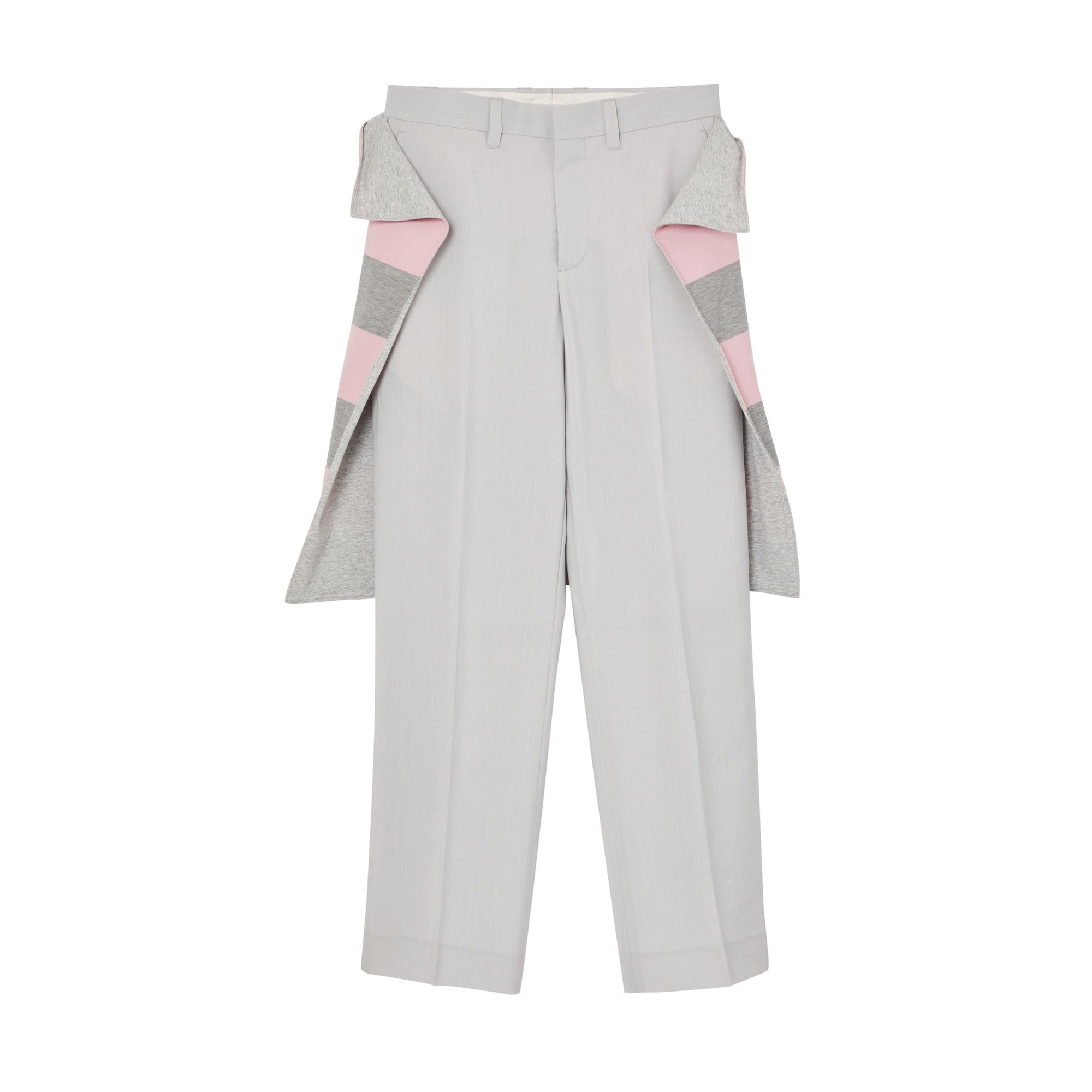 Pantalon ample en mohair et laine avec jupe rayée - Light Pebble Grey