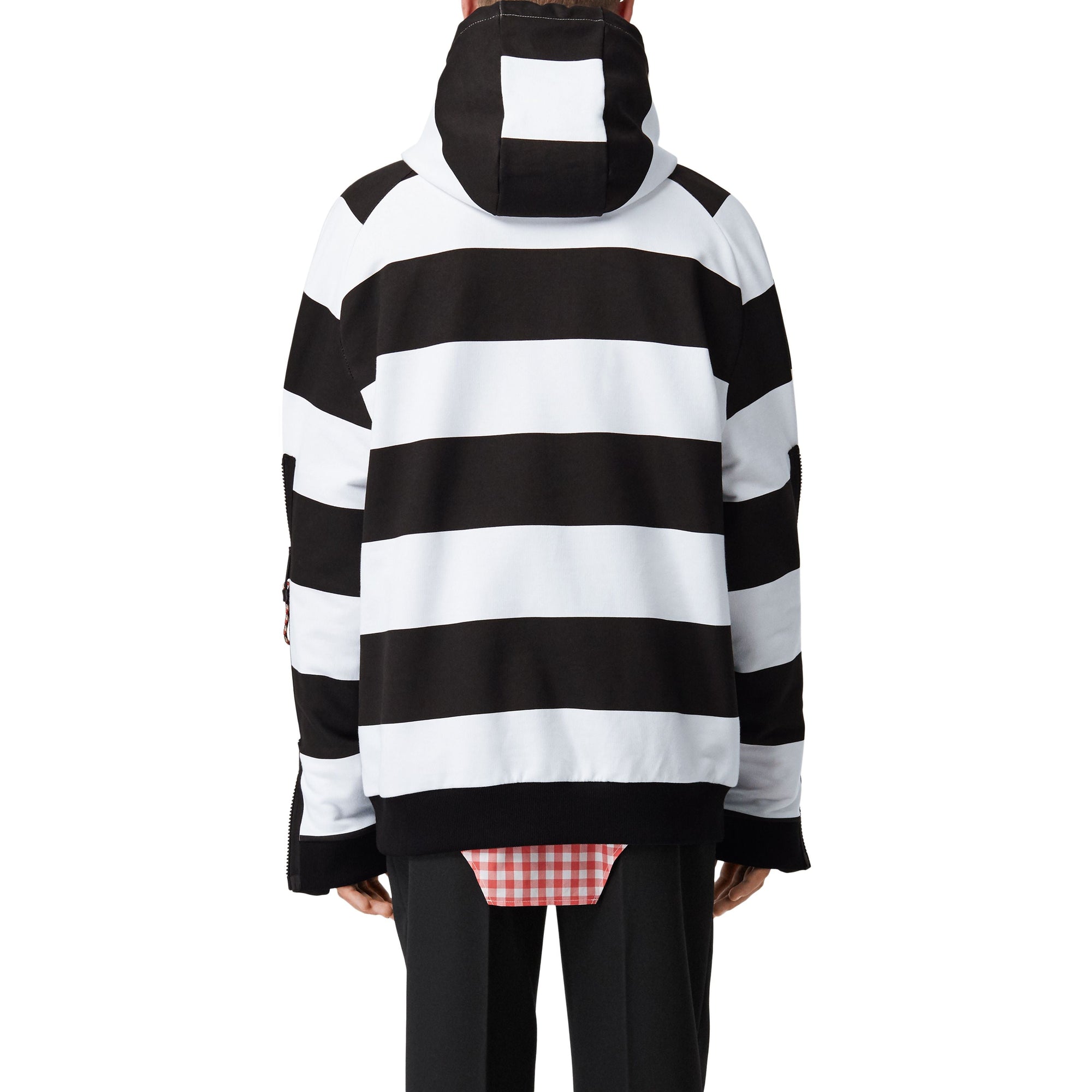 Hoodie rayé en coton avec logo et zips - Black Pattern