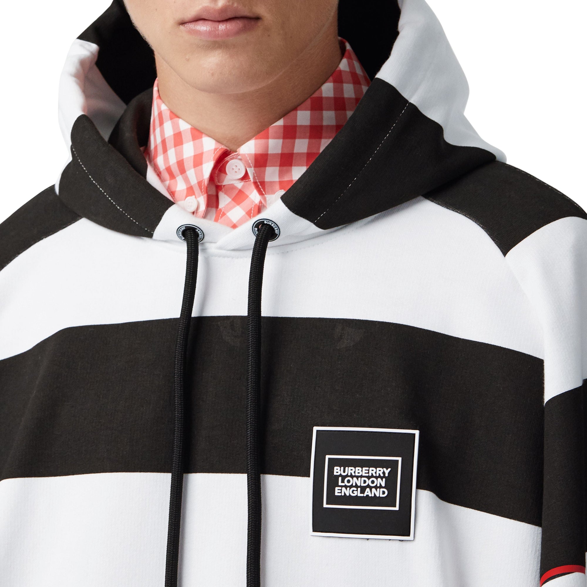 Hoodie rayé en coton avec logo et zips - Black Pattern