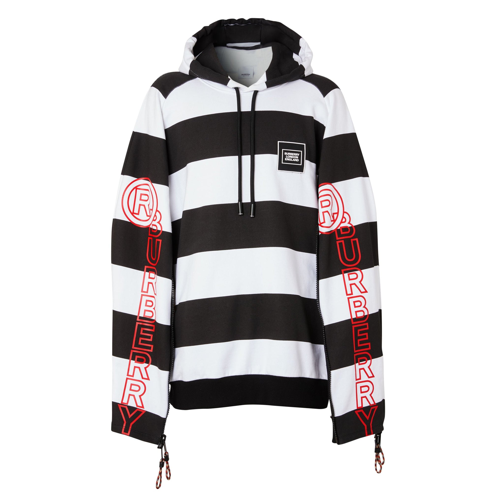 Hoodie rayé en coton avec logo et zips - Black Pattern