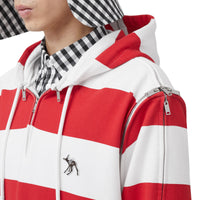 Hoodie rayé en coton avec zips - Red Pattern