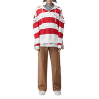 Hoodie rayé en coton avec zips - Red Pattern