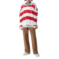 Hoodie rayé en coton avec zips - Red Pattern