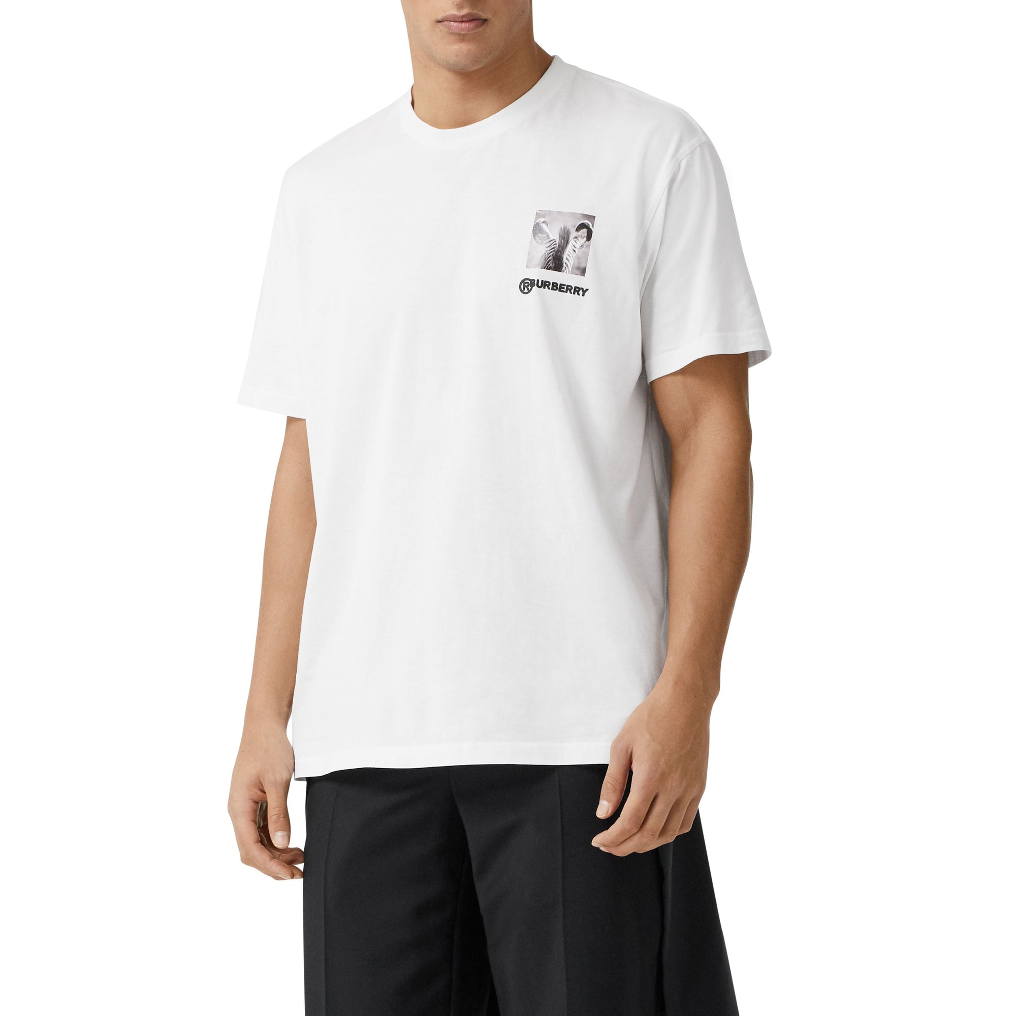 T-shirt oversize en coton à imprimé montage - Optic White