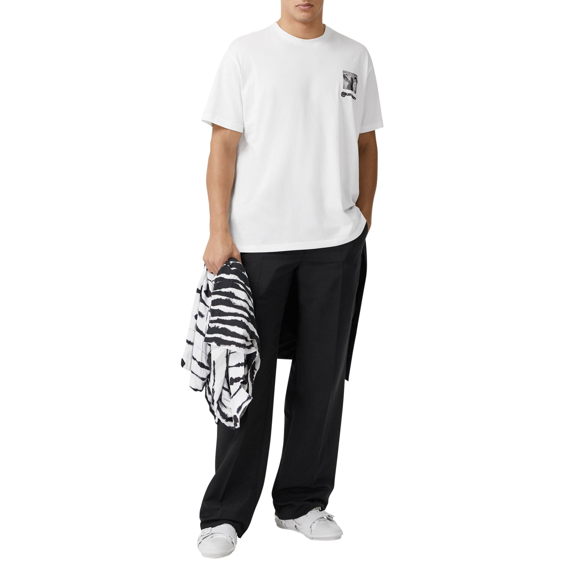 T-shirt oversize en coton à imprimé montage - Optic White