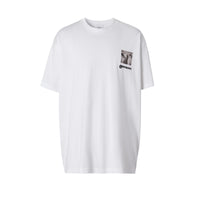 T-shirt oversize en coton à imprimé montage - Optic White