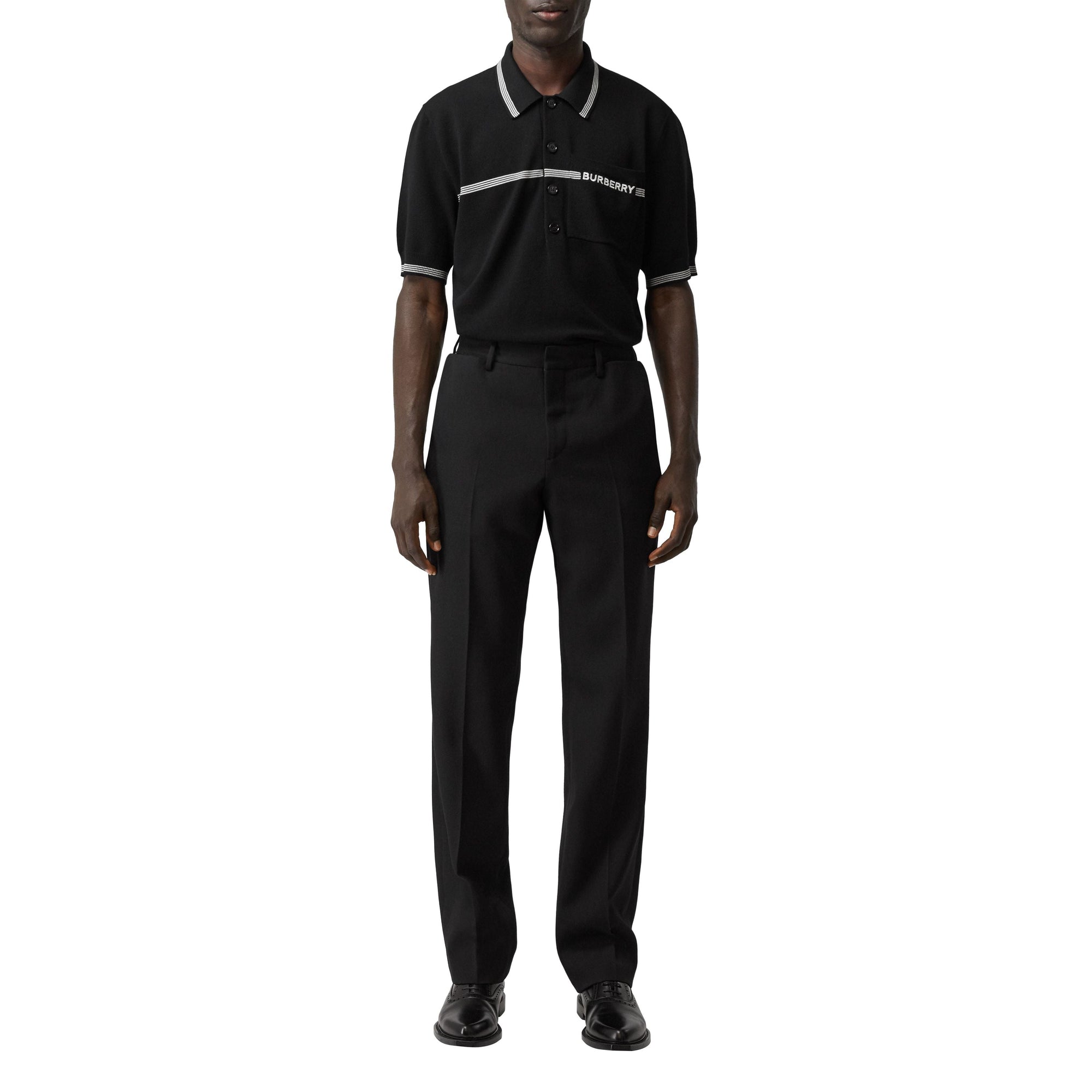 Polo en laine avec logo brodé - Black