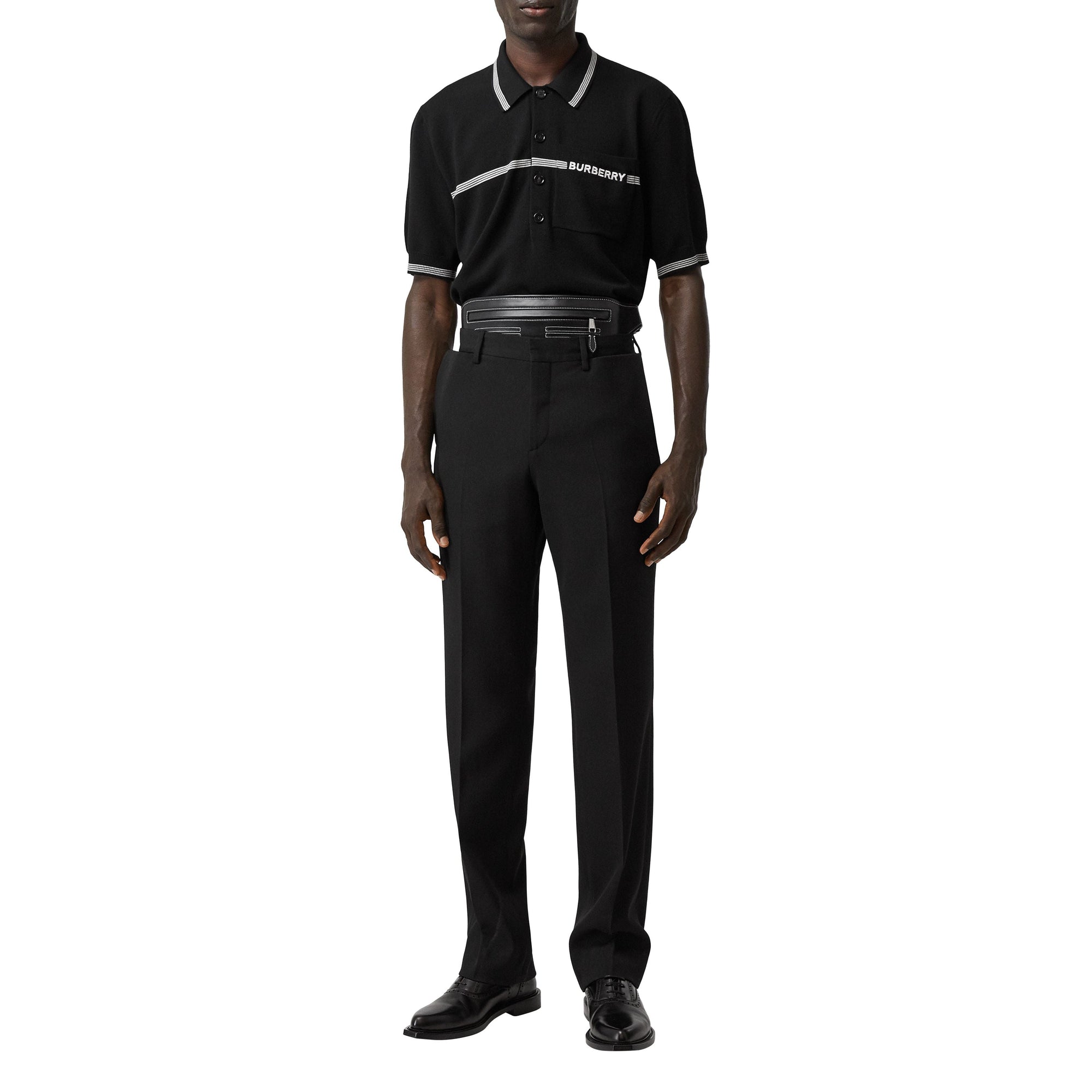 Polo en laine avec logo brodé - Black