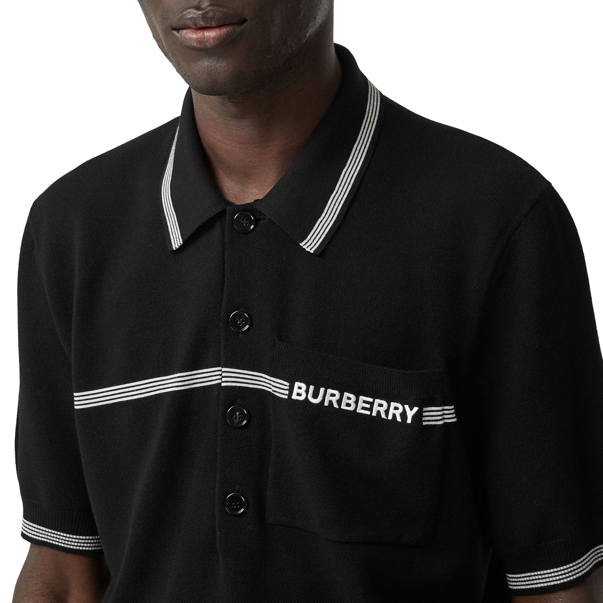 Polo en laine avec logo brodé - Black