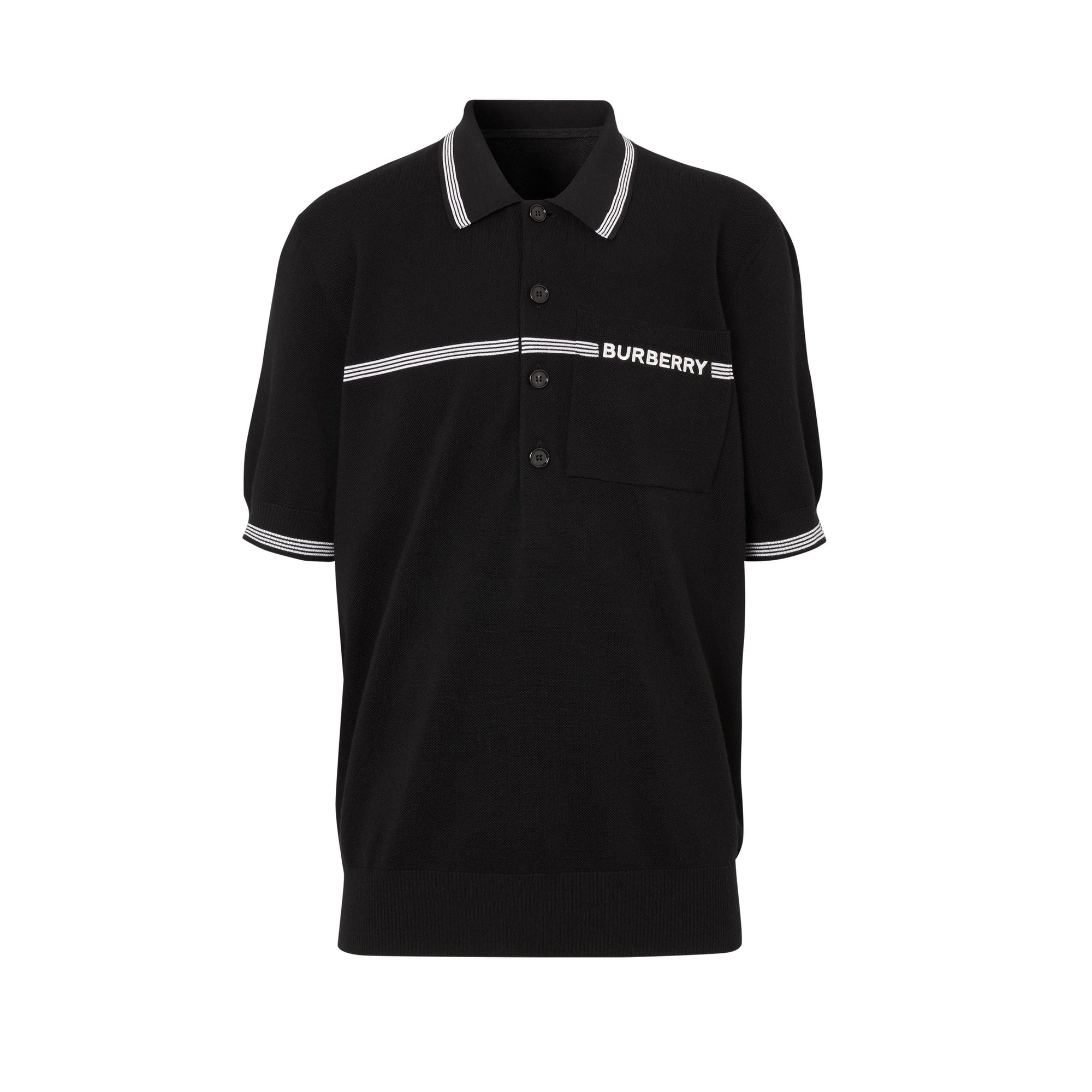 Polo en laine avec logo brodé - Black