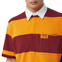 Polo matelassé en coton rayé - Citrus Orange