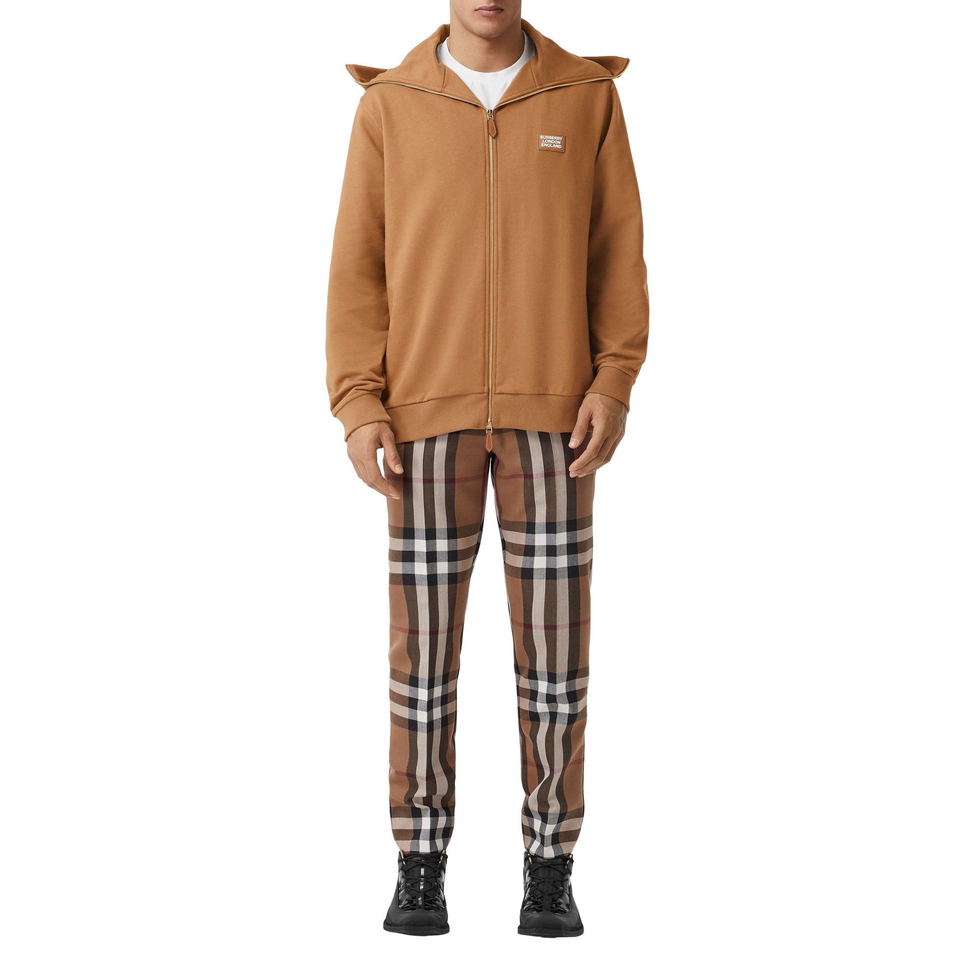 Haut à col entonnoir en coton avec logo appliqué - Fawn