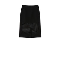 Jupe en laine grain de poudre avec découpe - Black