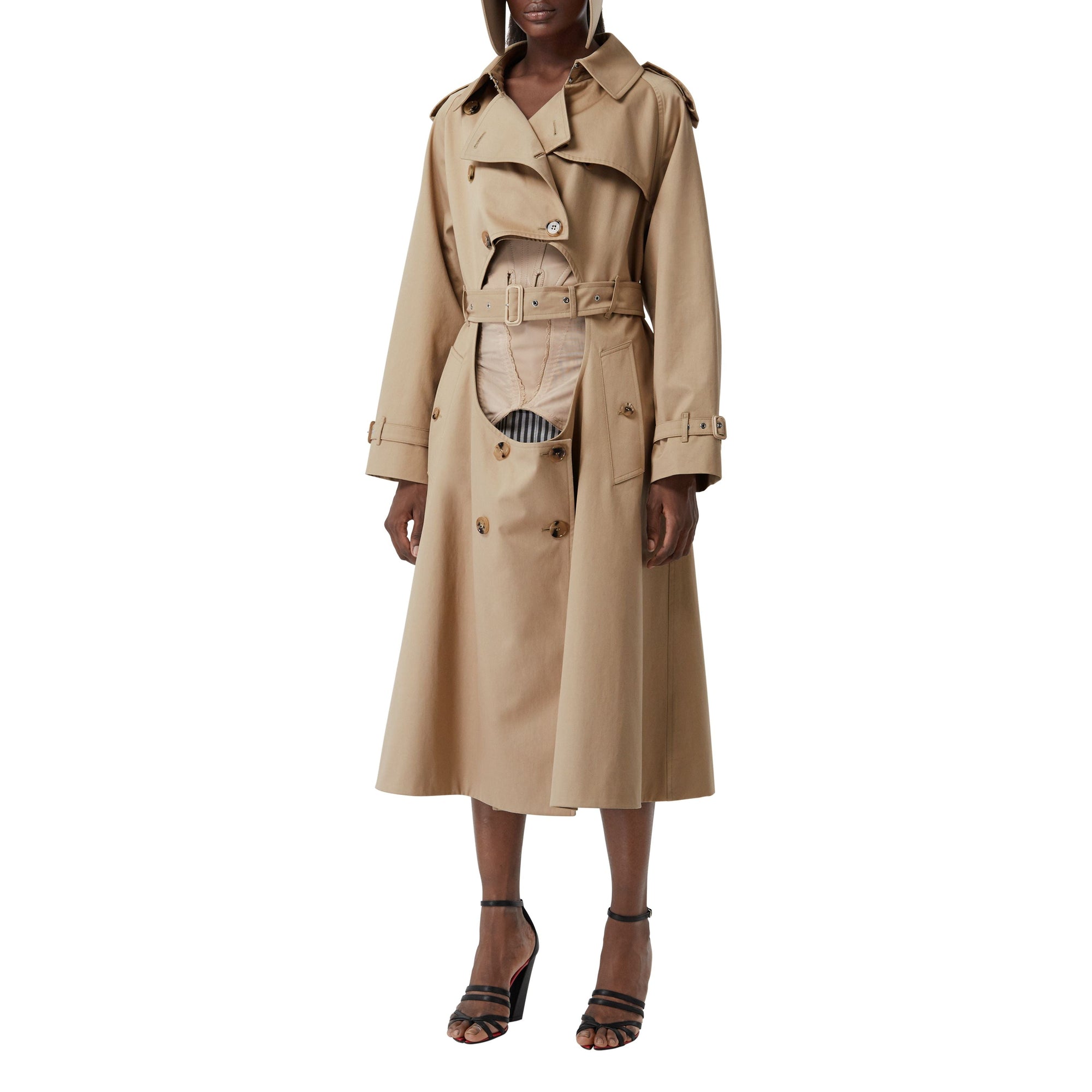 Trench en gabardine de coton avec découpe - Soft Fawn