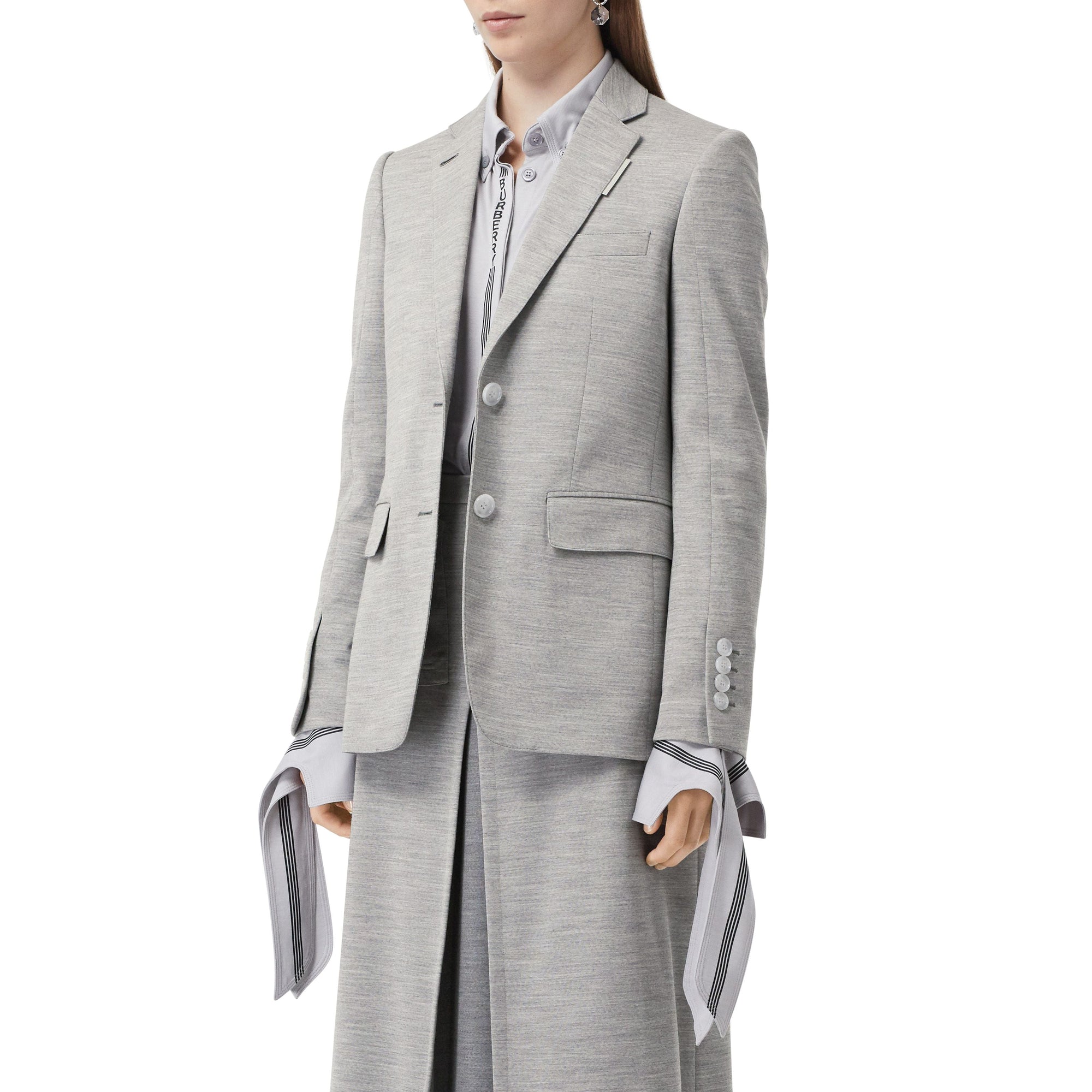 Blazer en jersey de laine technique - Grey Taupe Melange