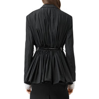 Veste de smoking en laine et taffetas avec découpe au dos - Noir