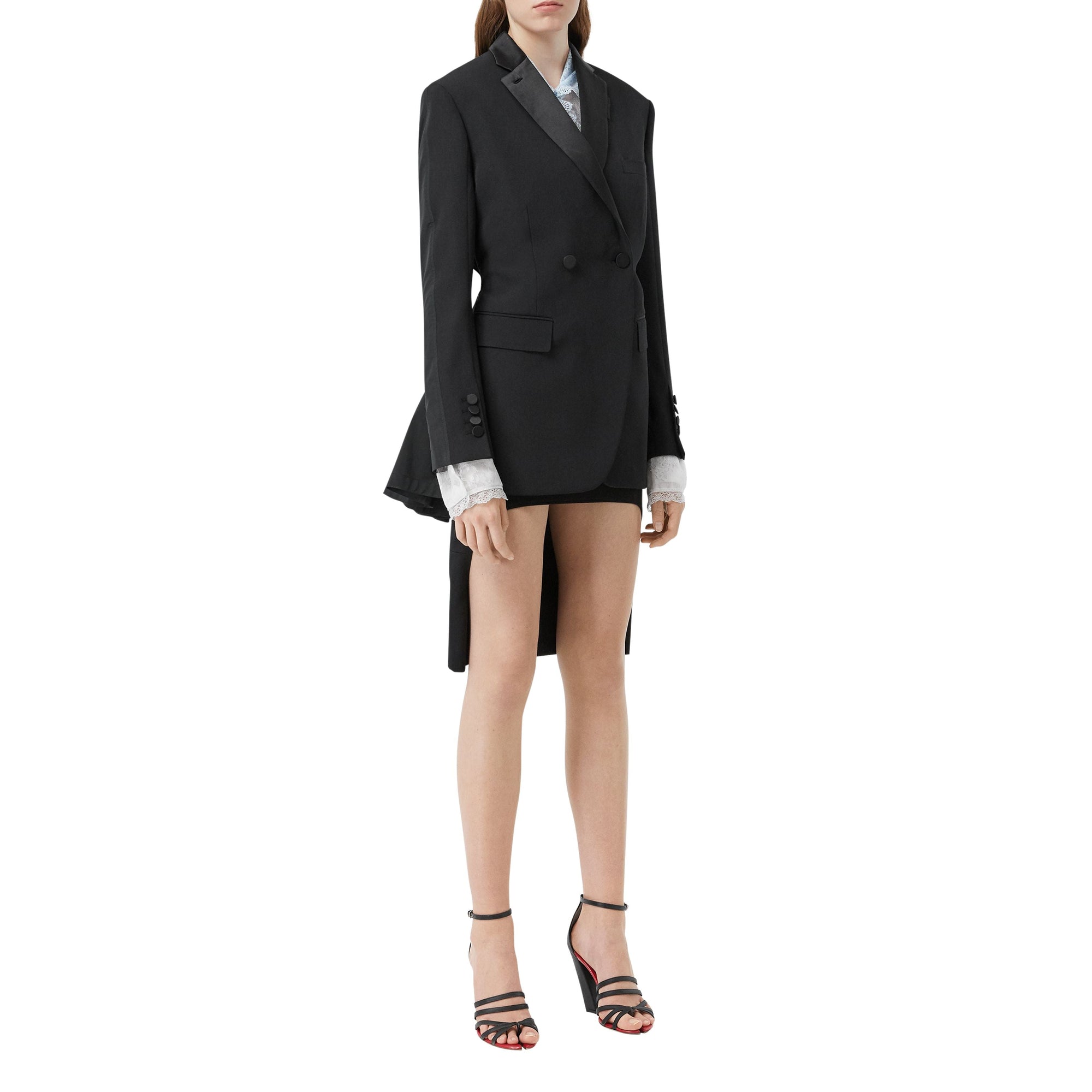 Veste de smoking en laine et taffetas avec découpe au dos - Noir