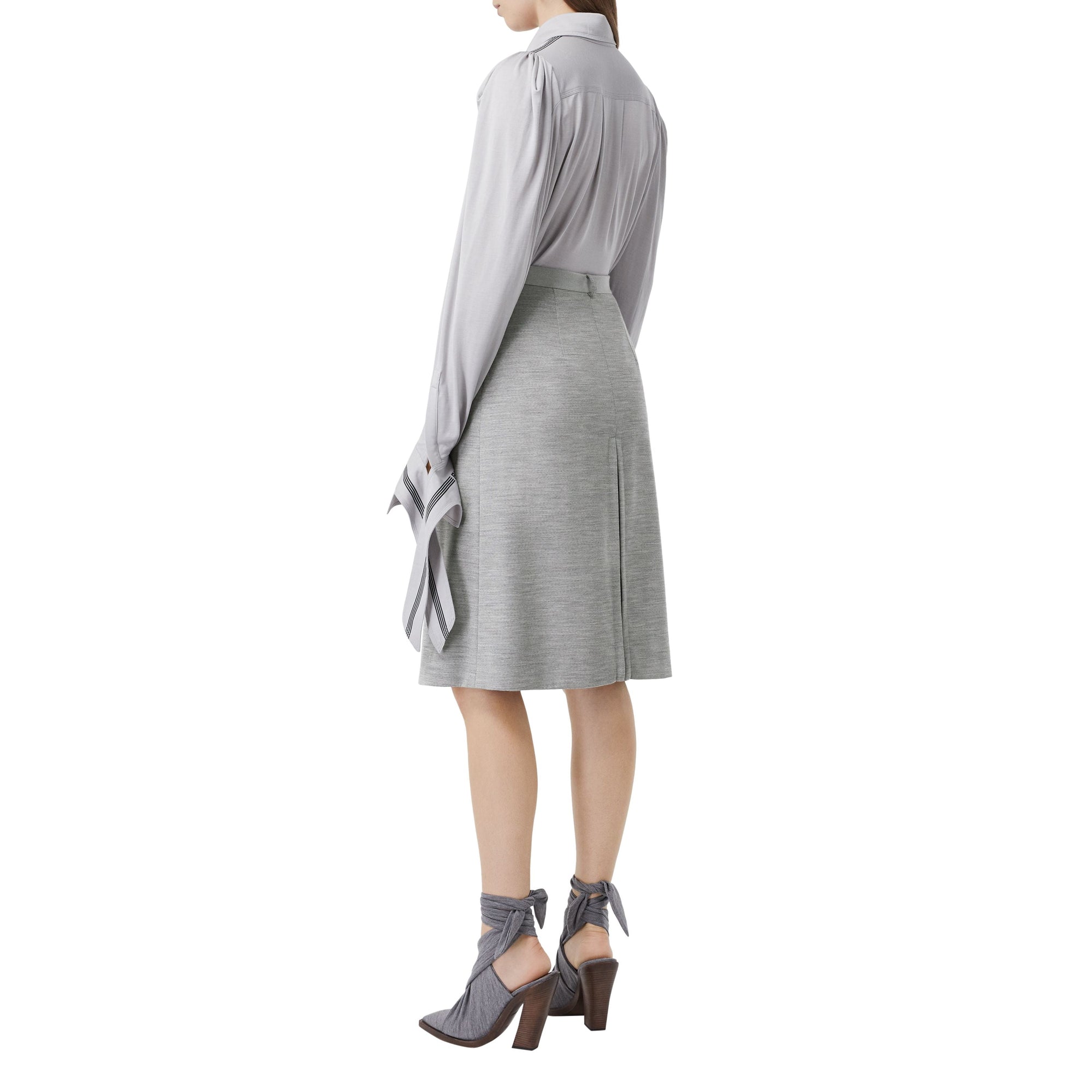 Jupe trapèze en jersey de laine technique avec plis ronds - Cloud Grey