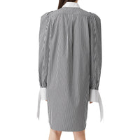 Robe chemise en popeline de coton rayée avec logo appliqué - Black Stripe