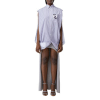 Double chemise oversize rayée et vichy - Pale Blue