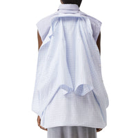 Double chemise oversize rayée et vichy - Pale Blue
