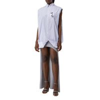 Double chemise oversize rayée et vichy - Pale Blue