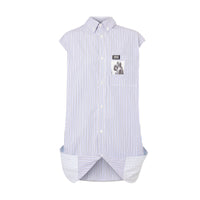 Double chemise oversize rayée et vichy - Pale Blue