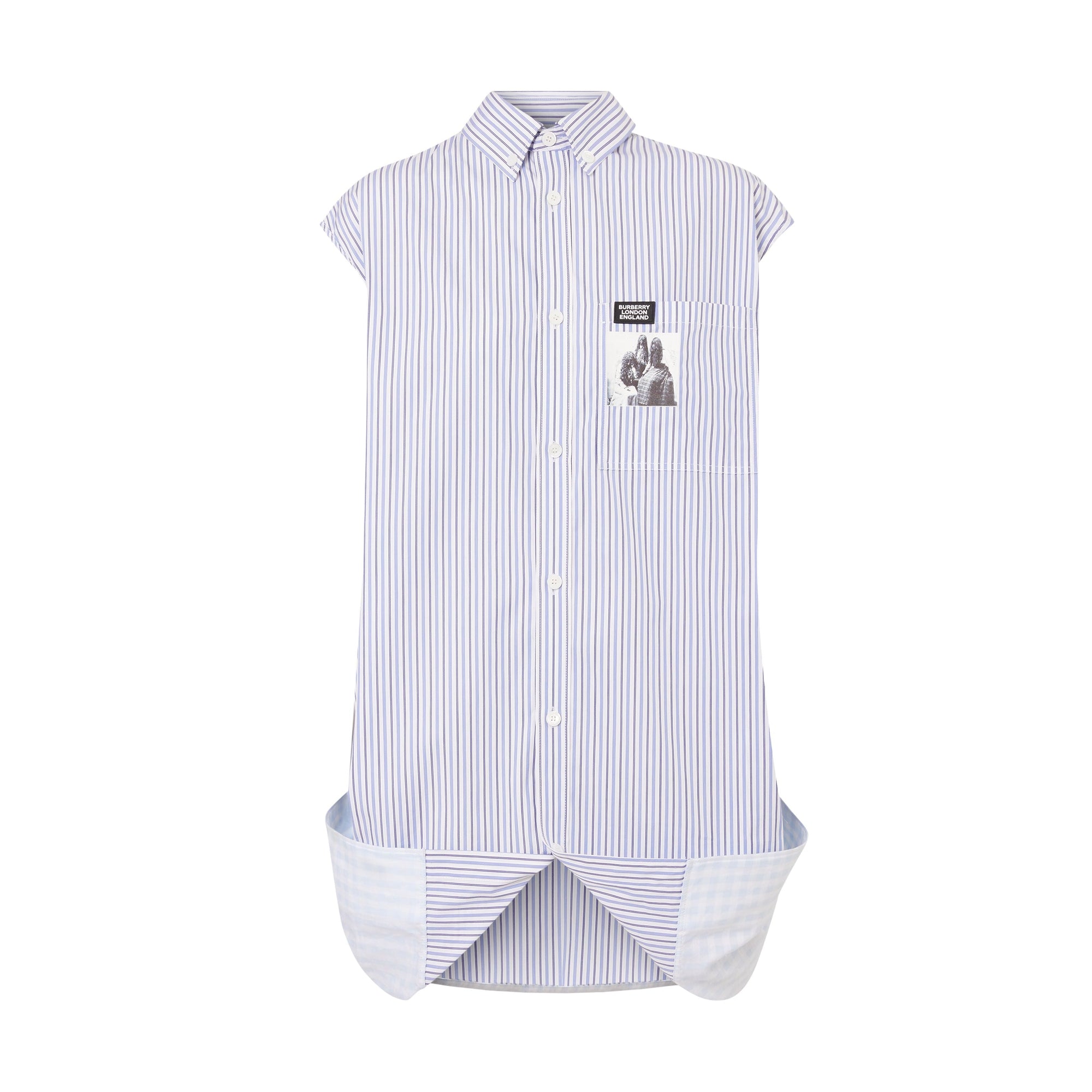 Double chemise oversize rayée et vichy - Pale Blue