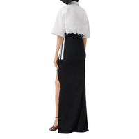 Chemise oversize à manches courtes en coton avec maille côtelée - Optic White