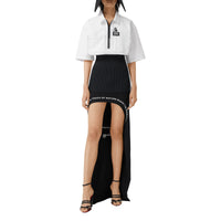 Chemise oversize à manches courtes en coton avec maille côtelée - Optic White