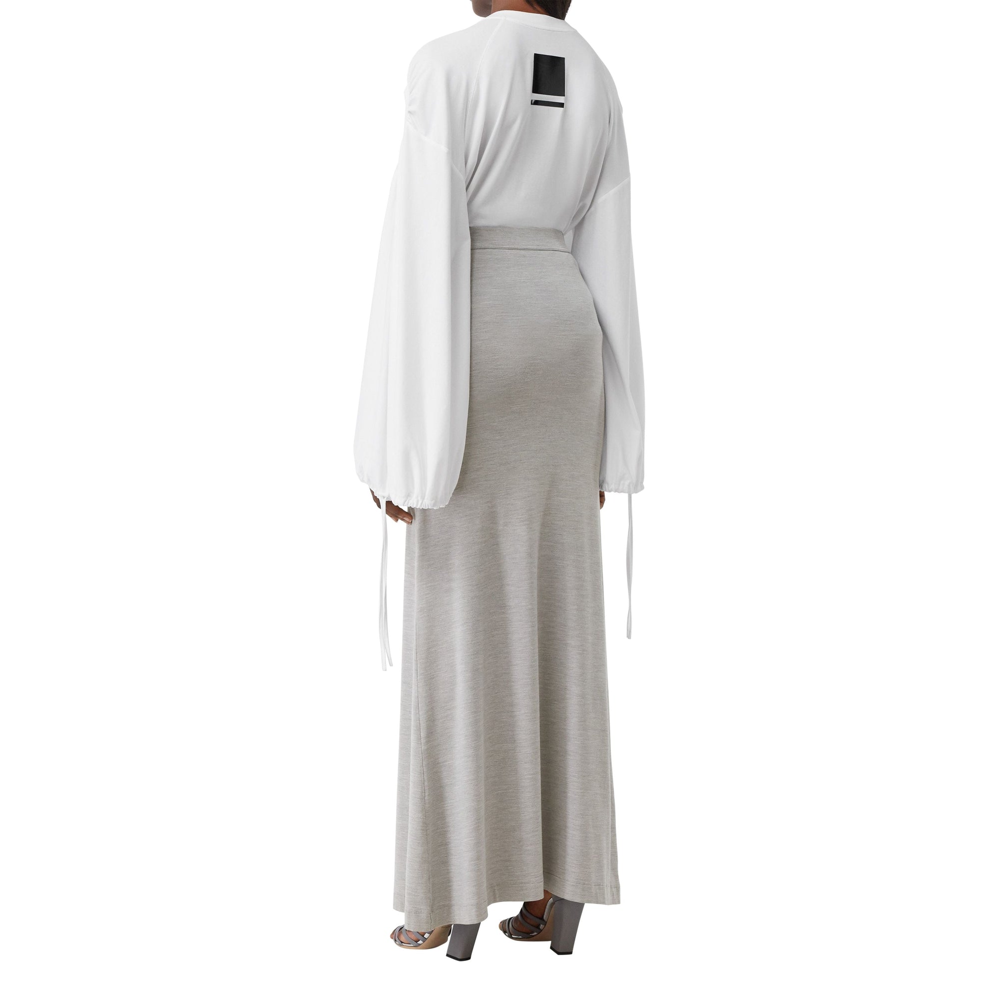 Jupe en jersey de soie stretch avec découpe - Grey Melange