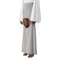 Jupe en jersey de soie stretch avec découpe - Grey Melange