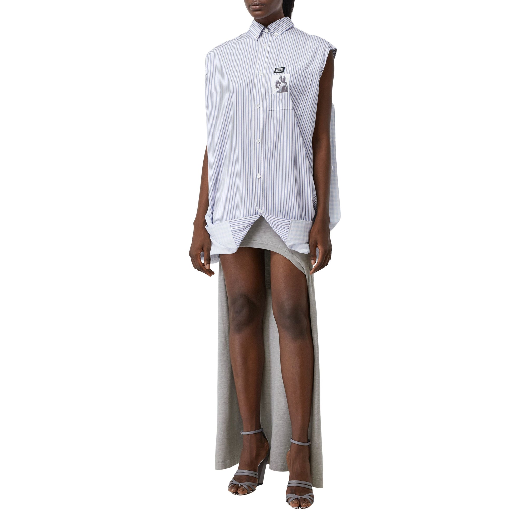 Jupe en jersey de soie stretch avec découpe - Grey Melange