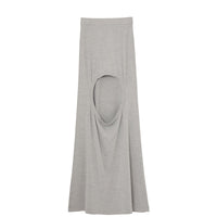 Jupe en jersey de soie stretch avec découpe - Grey Melange