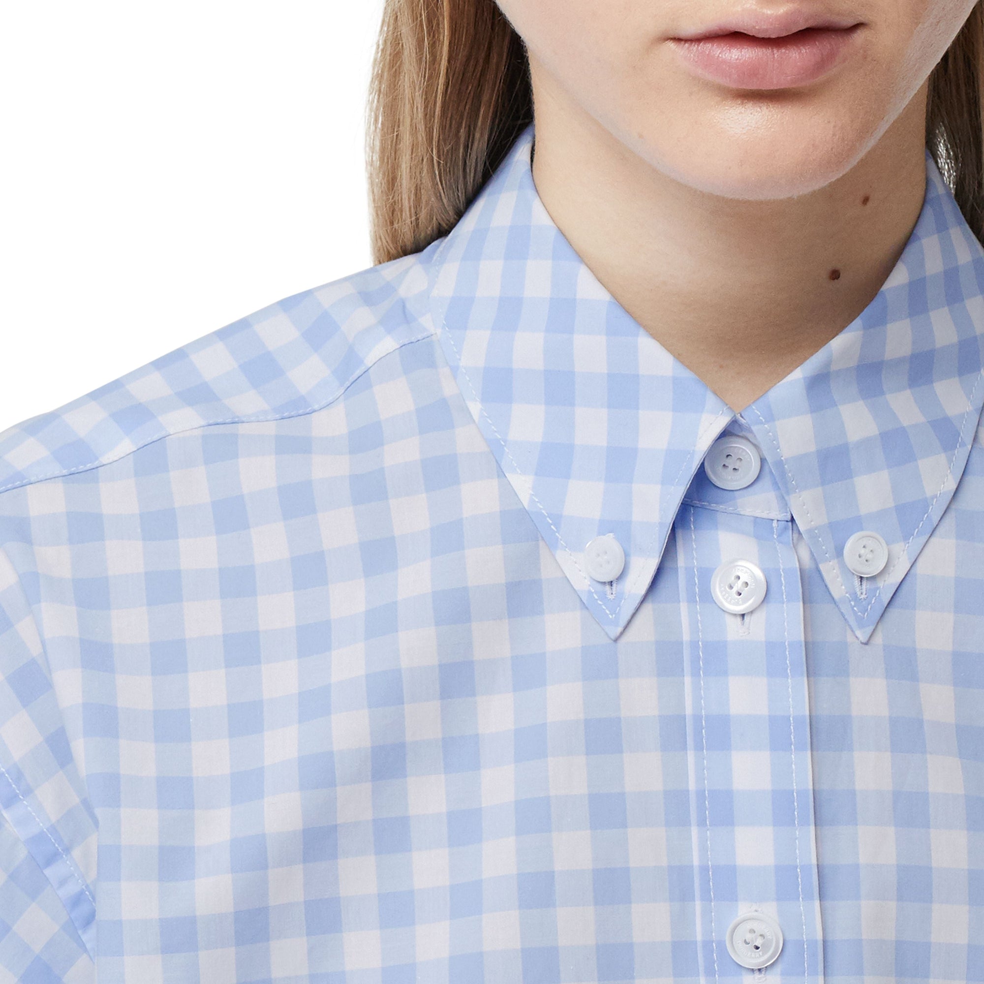 Robe chemise en popeline de coton vichy - Pale Blue Pattern