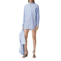Robe chemise en popeline de coton vichy - Pale Blue Pattern