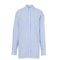 Robe chemise en popeline de coton vichy - Pale Blue Pattern
