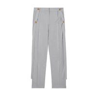 Pantalon tailleur sur mesure en jersey avec sangles - Heather Melange