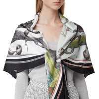 Body avec foulard en soie à imprimé singe en cachemire - Grey Melange