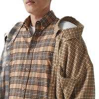 Chemise déstructurée en flanelle de coton check - Camel Check