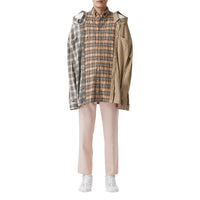 Chemise déstructurée en flanelle de coton check - Camel Check