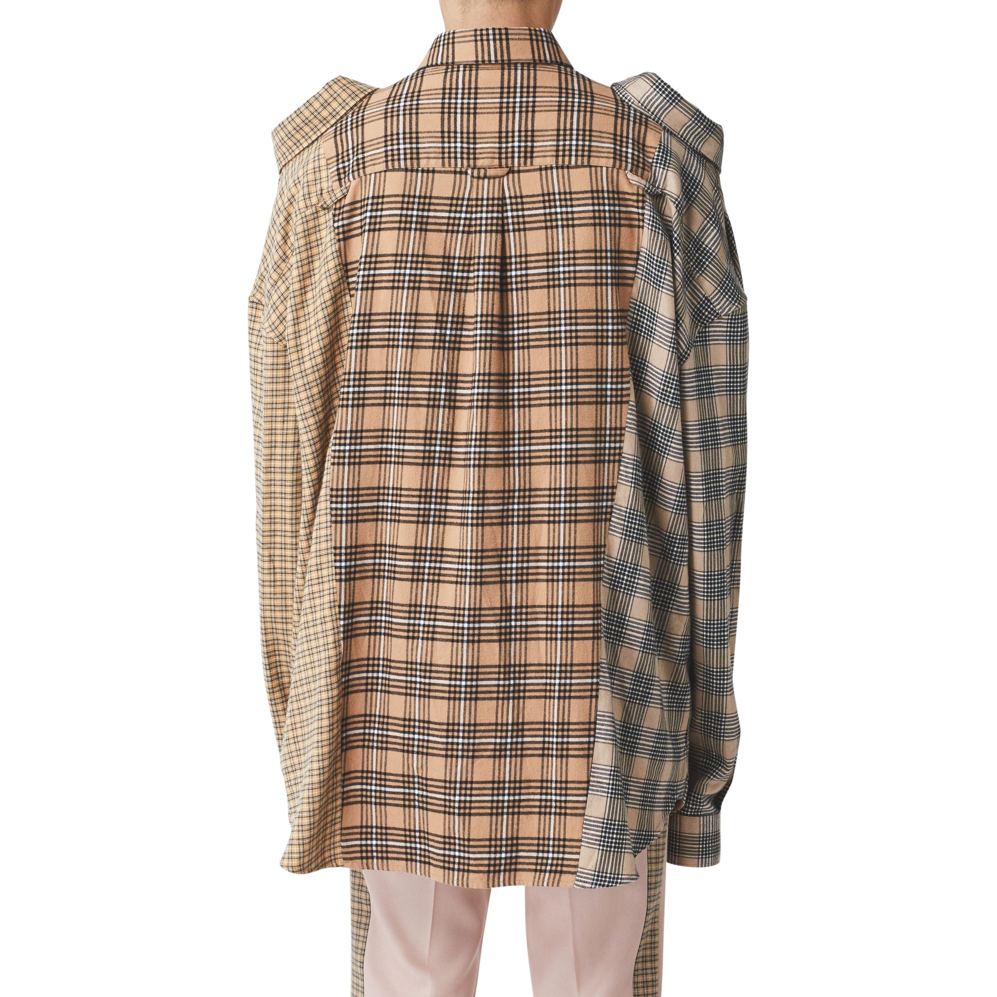 Chemise déstructurée en flanelle de coton check - Camel Check