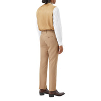 Chemise en soie à panneaux et fines rayures - Camel