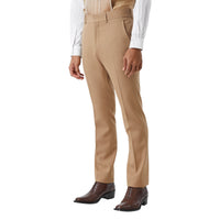 Chemise en soie à panneaux et fines rayures - Camel
