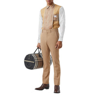 Chemise en soie à panneaux et fines rayures - Camel