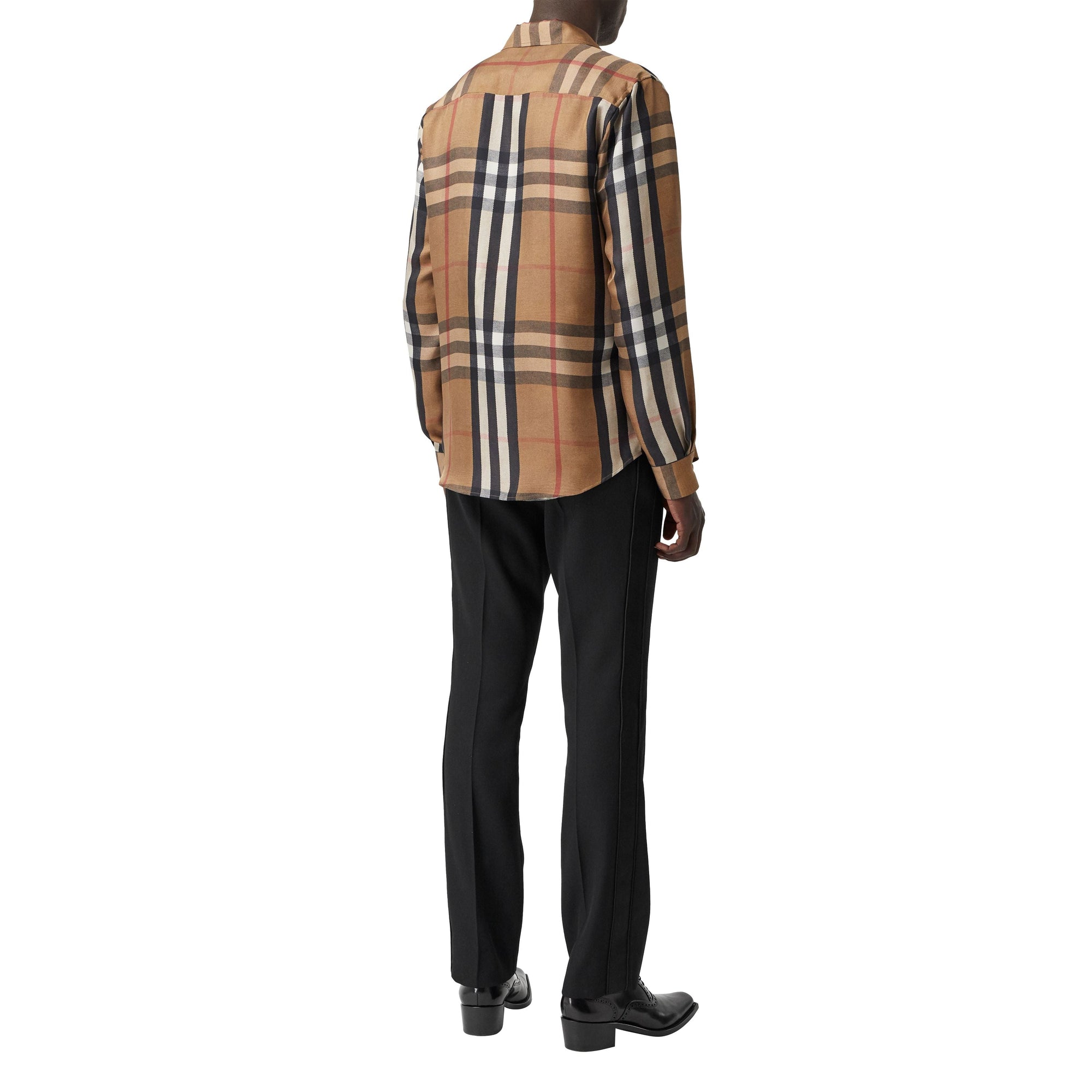 Chemise déstructurée en sergé de soie check - Birch Brown Check