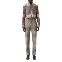 Chemise classique en sergé de soie check - Buttermilk Check